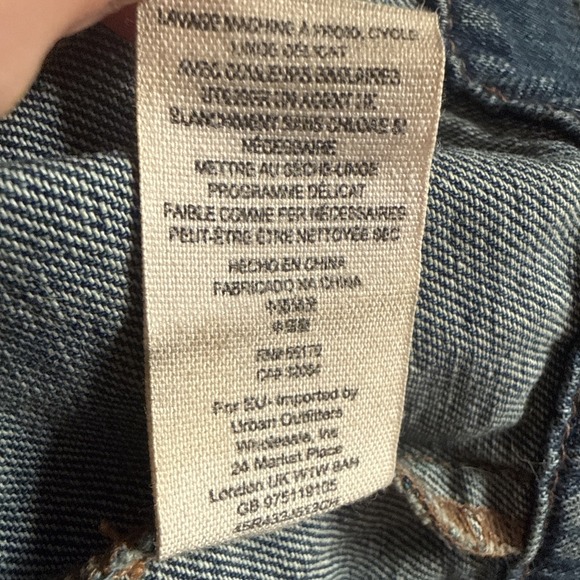 Free People Distressed Denim Jean Jacket Oversized XS (Medium) Dark Wash Trucker - Picture 12 of 12